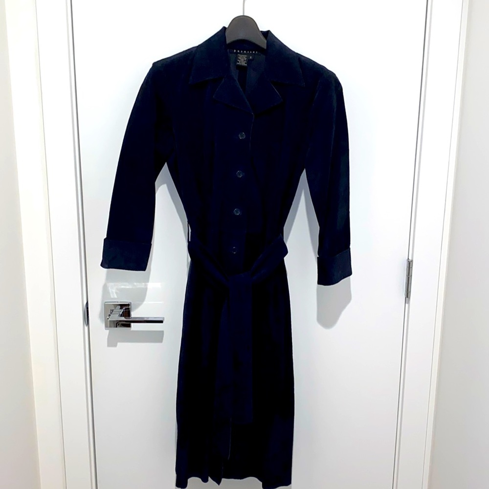 Parallel leather shirt dress